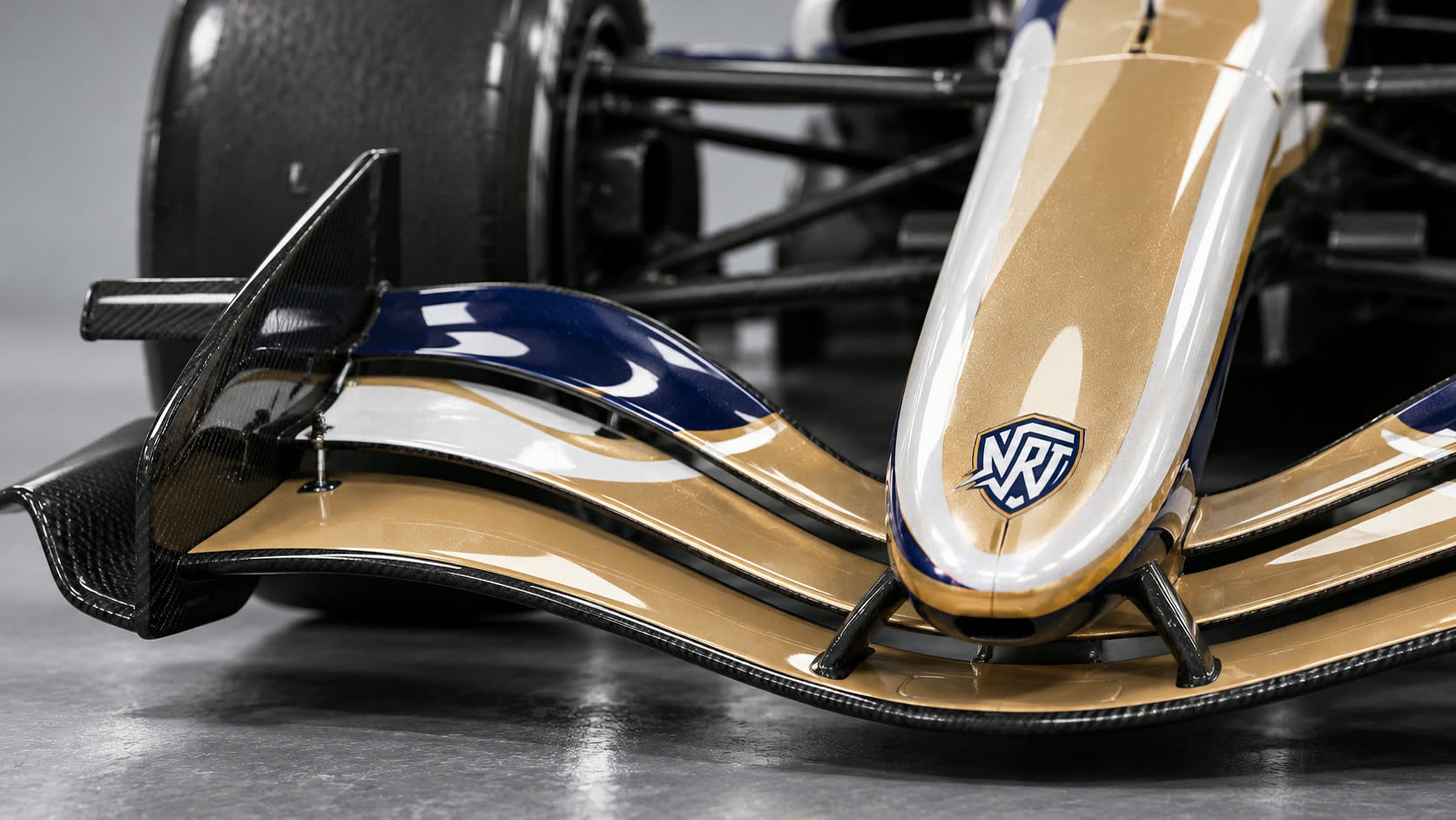 Asa dianteira com detalhe dourado